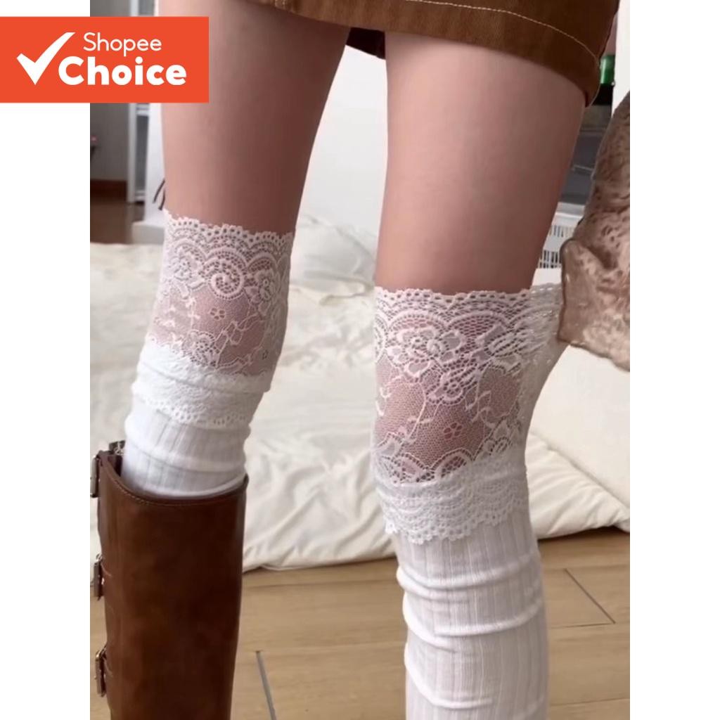 Meias Japonesas JK Lolita Acima Do Joelho Com Acabamento Em Renda Para Roupa De Estudante De Outono