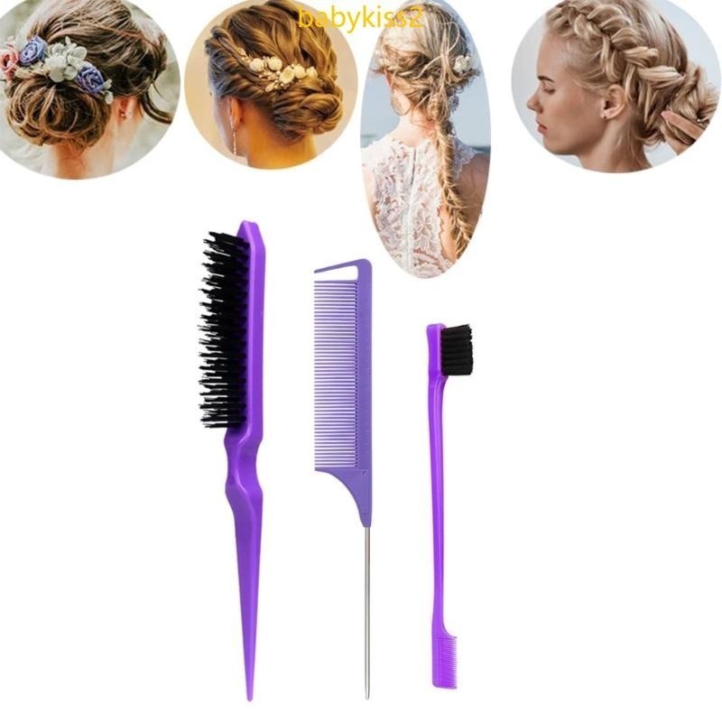Kit 3 Peças Para Cabelo Com Pente de Cauda/ Escova Provocadora e Escova de Sobrancelha /Pe...