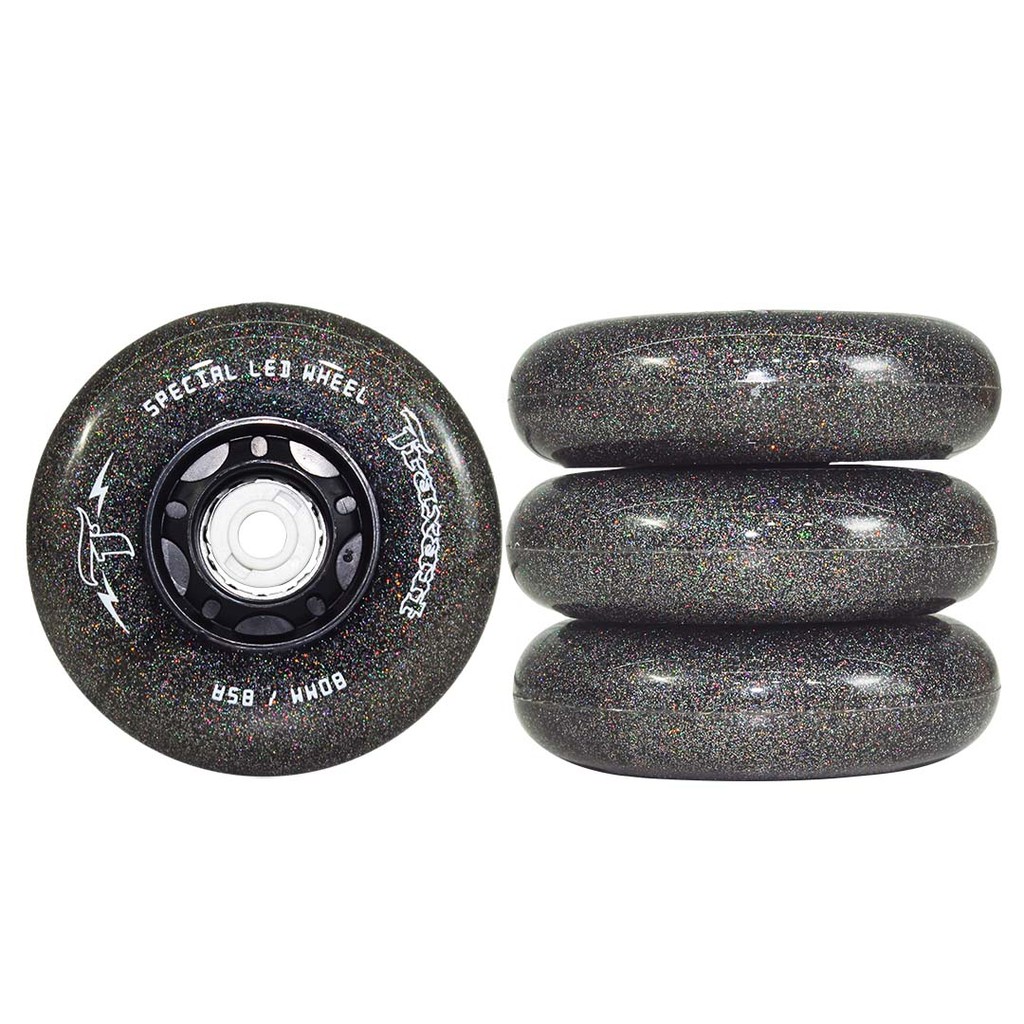 Jogo de Rodas Traxart LED Special Glitter Preto 80mm/85A
