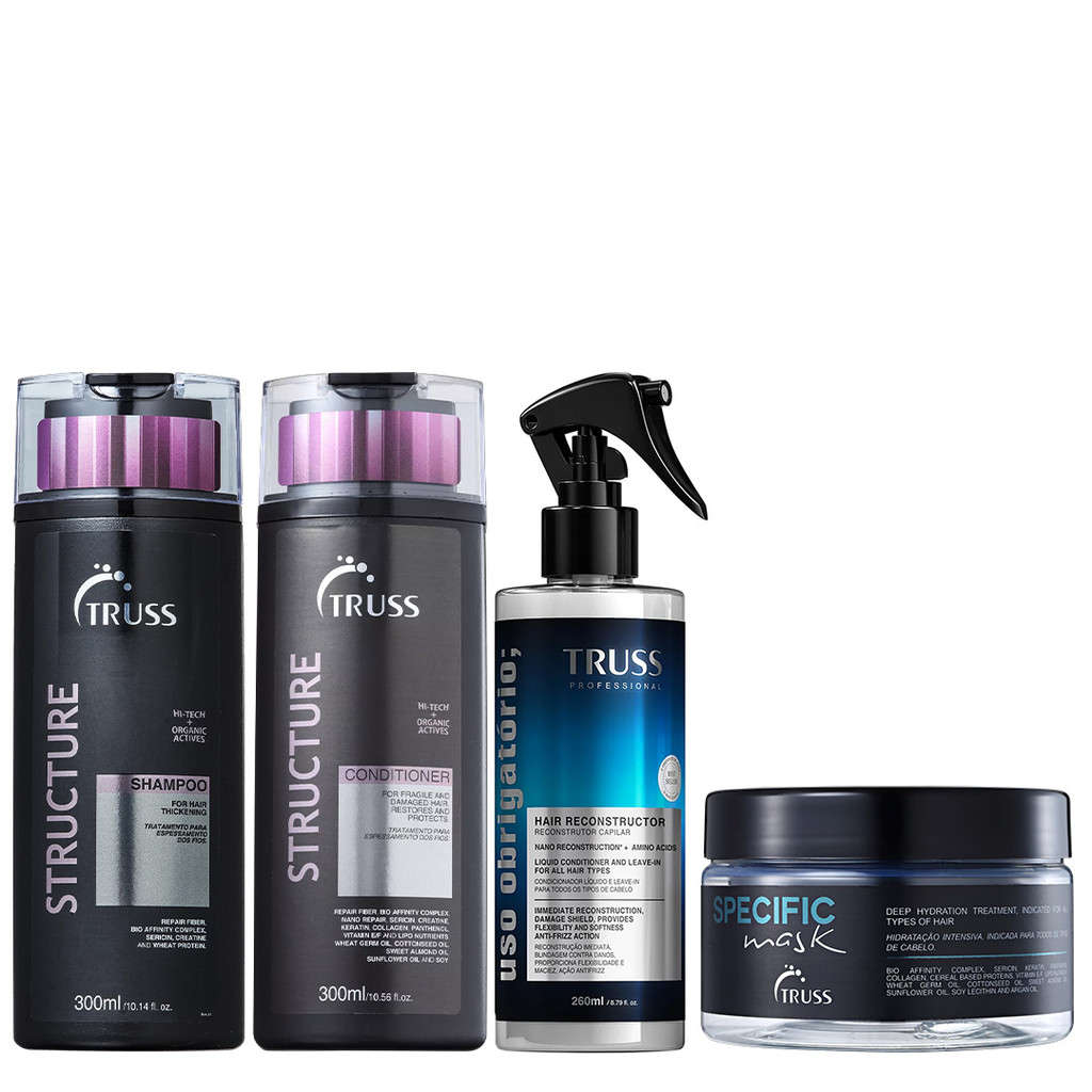 Truss Structure Kit Shampoo Condicionador Specific Mask e Uso Obrigatório Reconstrutor 260ml