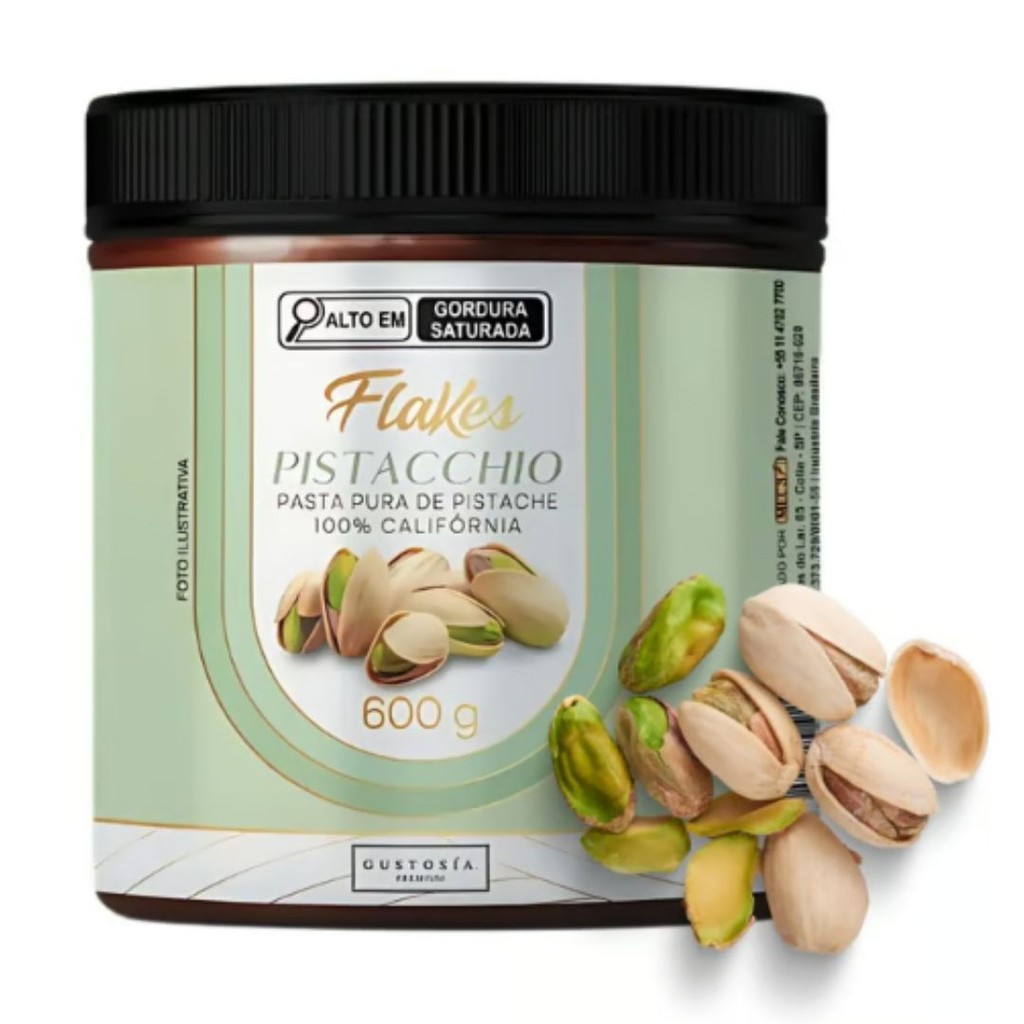 Pasta Saborizante Flakes Pistache 100% Califórnia 600g - Gustosia