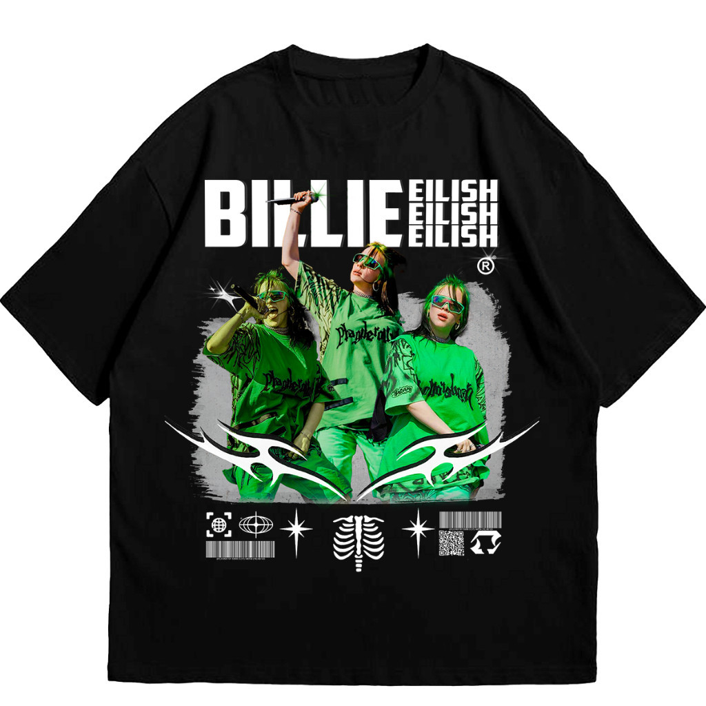 Camiseta Premium em Algodão Puro ISI Camiseta Tshirt Billie Eilish Algodão Streetwear Estampada Unisex Oversized