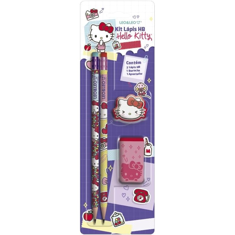 KIT LAPIS HB HELLO KITTY C/ APONTADO