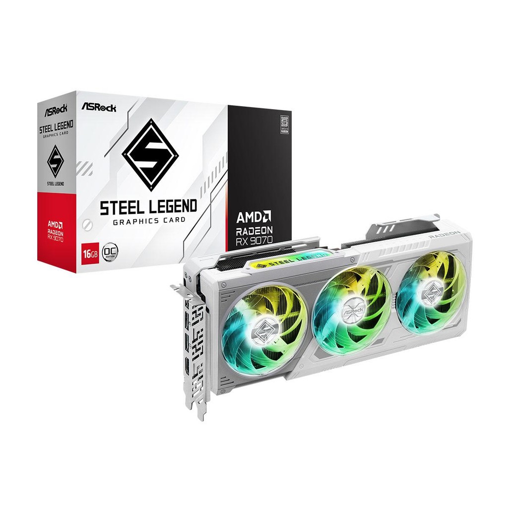 Placa de Vídeo Gpu Asrock Amd Radeon Rx 9070 Steel Legend 16gb 256bits Oc 90-Ga5ezz-00uanf