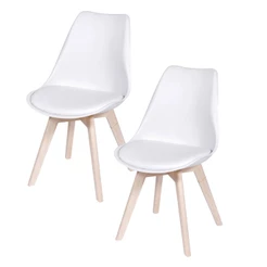 Kit 2 e 4 Cadeiras Joly Saarinen Or Design – Polipropileno Almofada PU Base de Madeira – Branco, Preto, Fendi ou Cinza