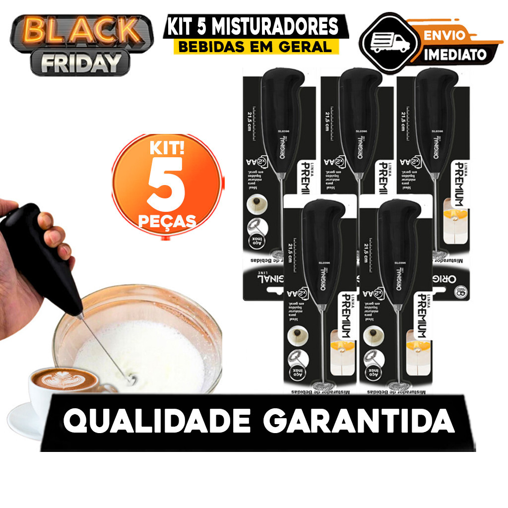 Kit 5 Misturadores de Bebidas em Geral Mini Mixer Misturador Elétrico Sucos Milkshakes Leites Bebida