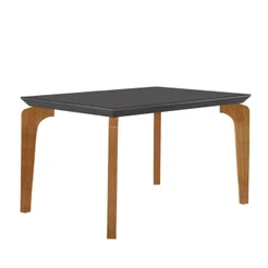 Mesa Para Sala De Jantar Liz 120cm Em Mdf E Vidro Grafite/ Imbuia/ Serig. Grafite