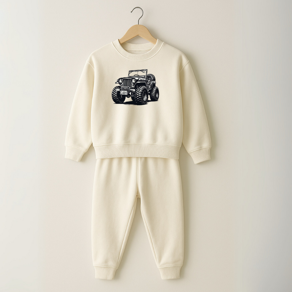 Moletom Infantil Gola Redonda Menino Estampado Jipe Flanelado Estiloso