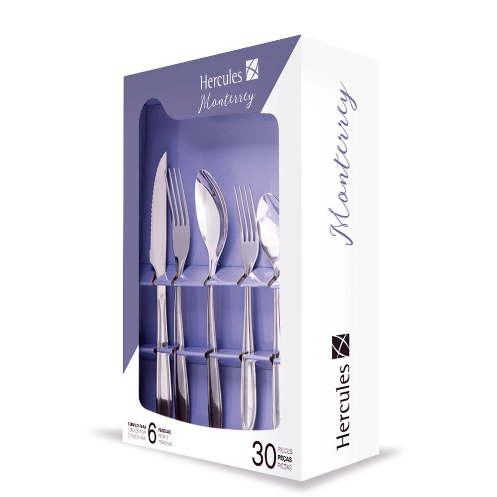 Faqueiro Jogo Talheres Monterrey 30 Peças Aço Inox Utensílio Cozinha Hercules