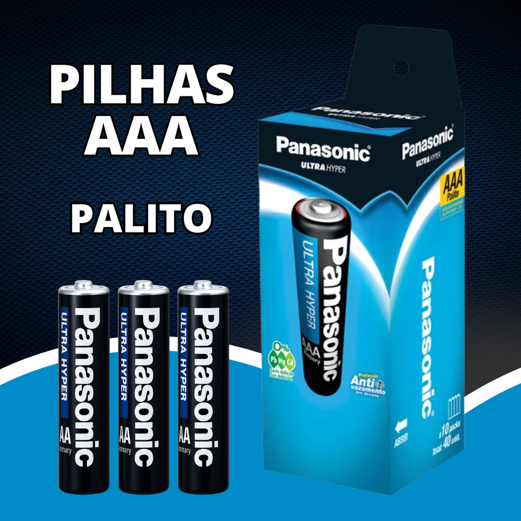 Pilha Palito AAA Panasonic 4, 8, 12, 24, 32, 40 Unidades Escolha a Quantidade