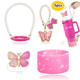 Bota de silicone com glitter para copo de 30 onças/40 onças com alça de corrente de garrafa de água alça de palha borbol em Oferta na Shopee