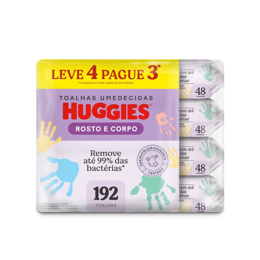 Lenços Umedecidos Huggies Rosto e Corpo Limpeza 4 x 48 Un em Oferta na Shopee