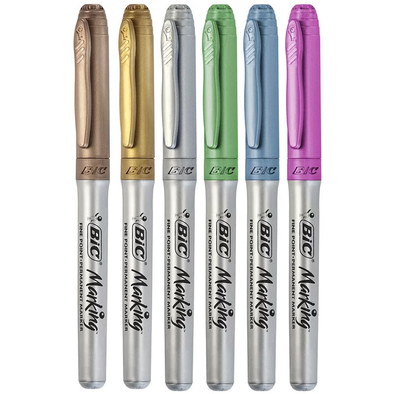 Detalhes do Pincel marcador permanente Marking Metálico com 6 cores 971035 Bic