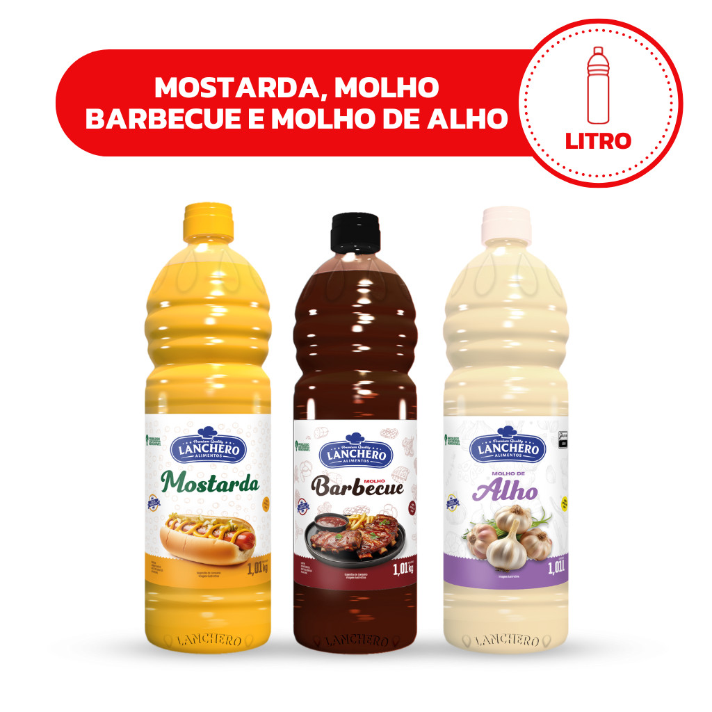 Combo Molho de Alho, Mostarda, Barbecue 1,01kg - Lanchero em Oferta na Shopee