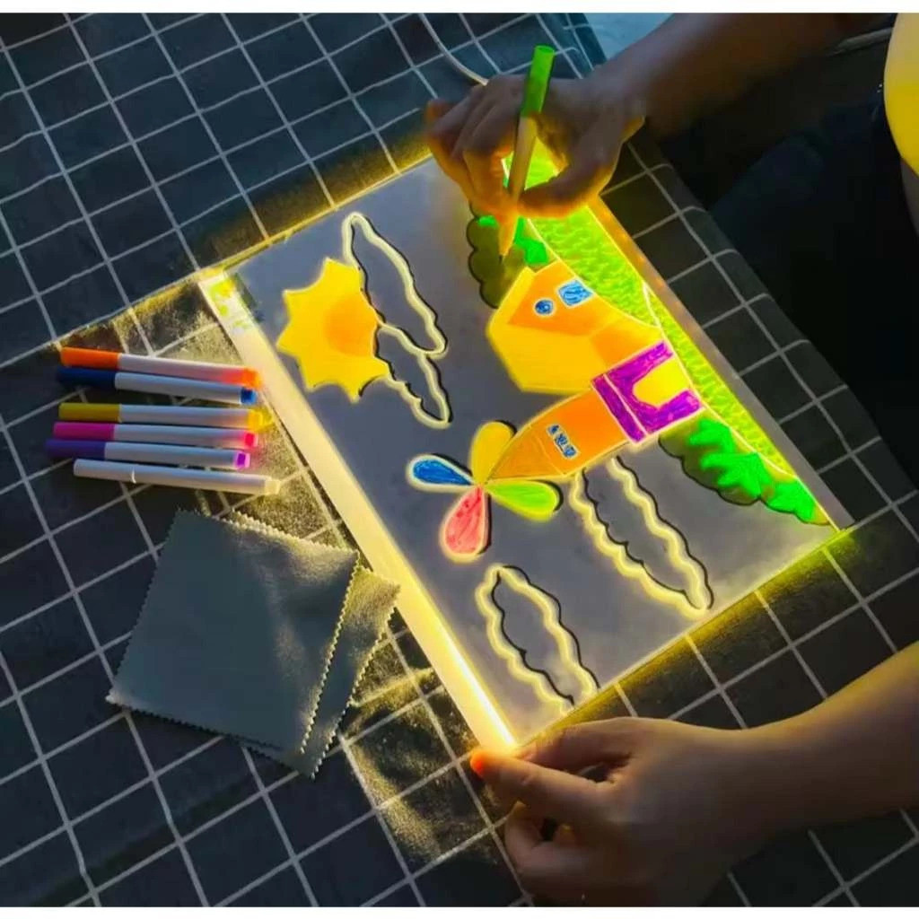 Luminária LED Escrever Abajur 3D 15X15 quadro de notas tela pra escrever decoração quarto sala casa em acrílico