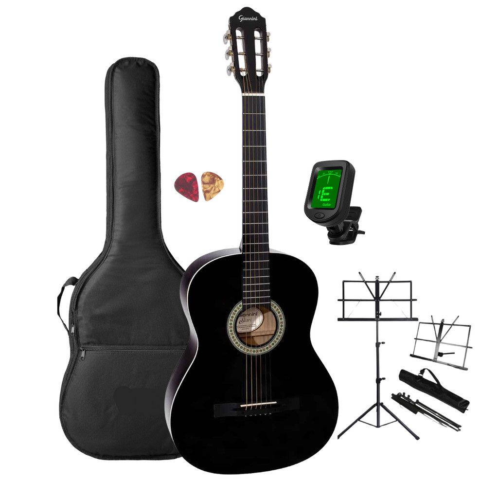Violão Estudante Preto Aço Giannini S-14 Destro + Acessórios
