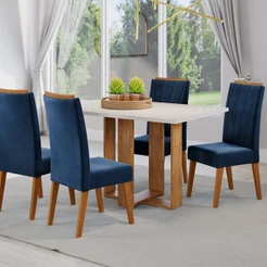 Conjunto Sala de Jantar com 4 Cadeiras Safira