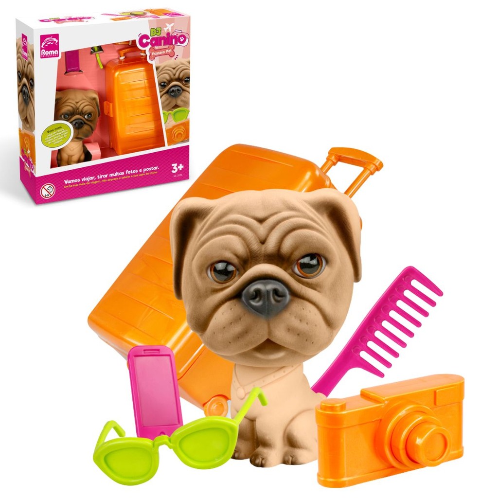Cachorro Vinil Dj Canino Passeio Pet C/ Acessórios 5526 - Roma em Oferta na Shopee