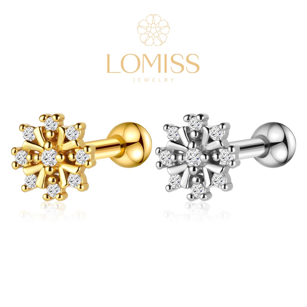 LOMISS Piercing Orelha Helix Flat Conch Barbell Cobre Flor Zircônia