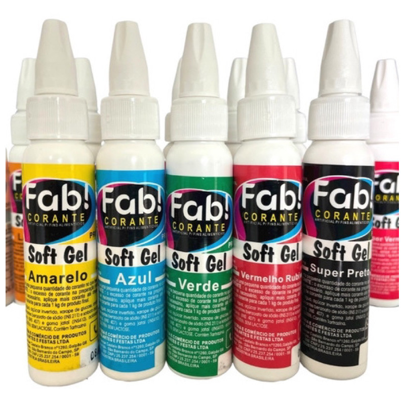 Corante Soft Gel Fab 25g Comestível Concentrado Para Bolo Torta Cupcake Chantilly Confeitaria em Oferta na Shopee