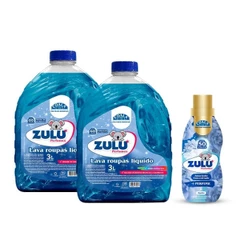 Kit Zulu perfumes/Coala 2 Lava Roupas Liquido 3L + 1 Amaciante Concentrado Algodão 1L