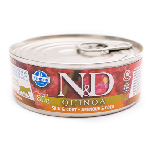 Ração Úmida N&D Quinoa Skin & Coat Arenque Gatos Adultos 80g
