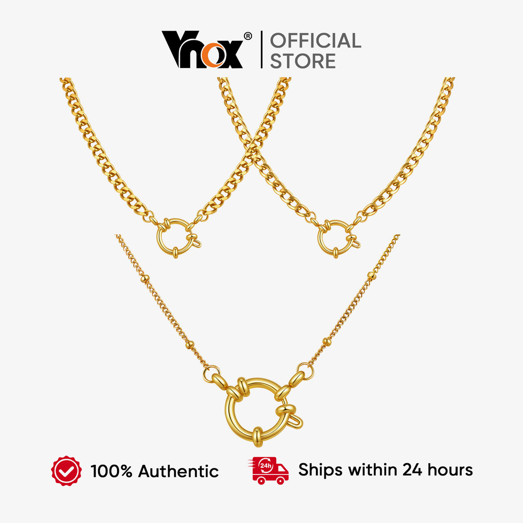 Colar Com Pingente De Corrente De Fecho Bolha Contas Vnox Para Mulheres , Dourado De Aço Inoxidável Sem Desbotamento E H em Oferta na Shopee
