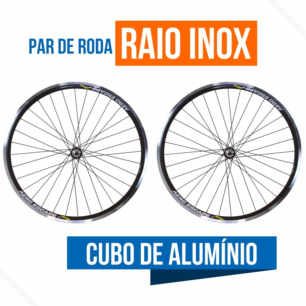 Par de Roda Montada Bicicleta 26 x 1.9 Raio INOX Cubo de Rolamento Aro Aero Escape Vzan