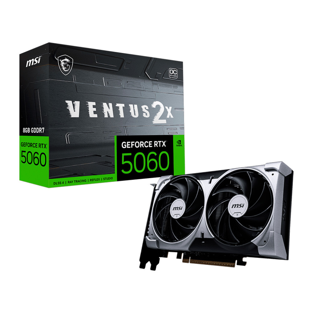 Placa de Vídeo MSI NVIDIA GeForce RTX 5060 VENTUS 2X OC, 8GB, GDDR7, 128 Bits - 912-V537-0...