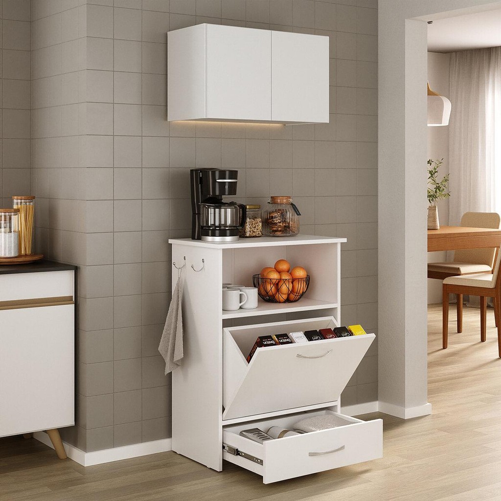 Kit Armário de Cozinha Aéreo 62,5cm com Balcão Multiuso Multimóveis MP5063 em Oferta na Shopee