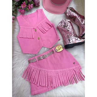 Conjunto Infantil Menina Blogueirinha Boiadeira Cowgirl Country Franja Rosa em Oferta na Shopee