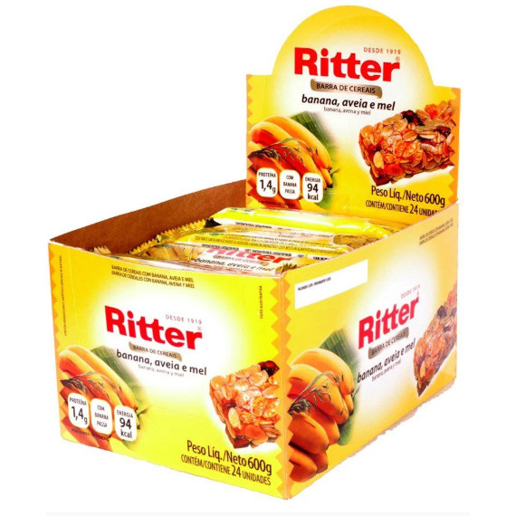 Barra De Cereal Banana E Mel Ritter Com 24 Unidades De 25g
