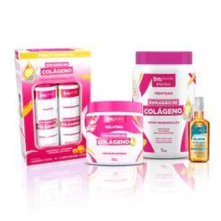 Kit Trio Colágeno + Óleo Capilar Jojoba e Argan 55ml bn.Cachos
