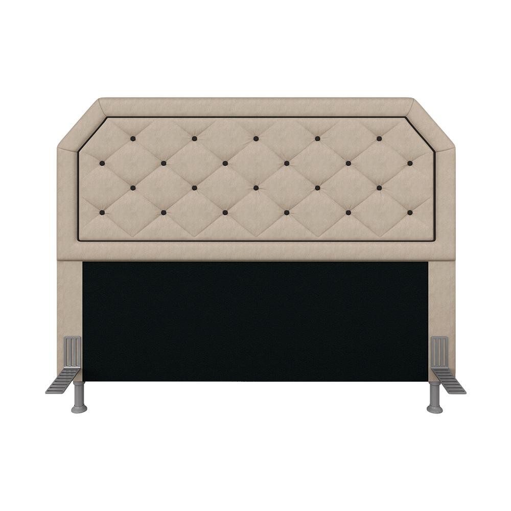 Cabeceira Para Cama Queen Florença Suede Bege/preto - Móveis Arapongas - Home & Living