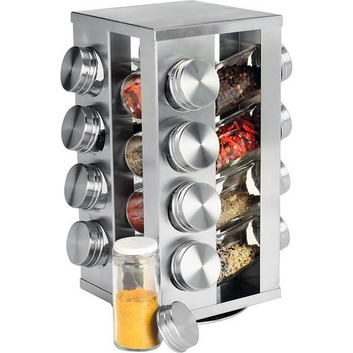 Porta Temperos Giratório Pote Condimentos 16 Suporte Inox