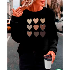 Moletom Feminino Gola Redonda Careca Preto Estampado Streetwear | Blusa de Frio plus size fox street