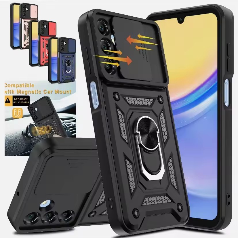 Capa Para Samsung Galaxy A07 A17 A27 A37 A57 A06 A16 A26 A36 A56 A15 A55 Armadura Slide Câmera Lente Proteção Traseira F