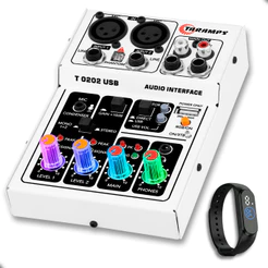 Mesa Som Interface Com USB T0202 BRANCA Phantom Power 48v RGB XLR P10 Taramps
