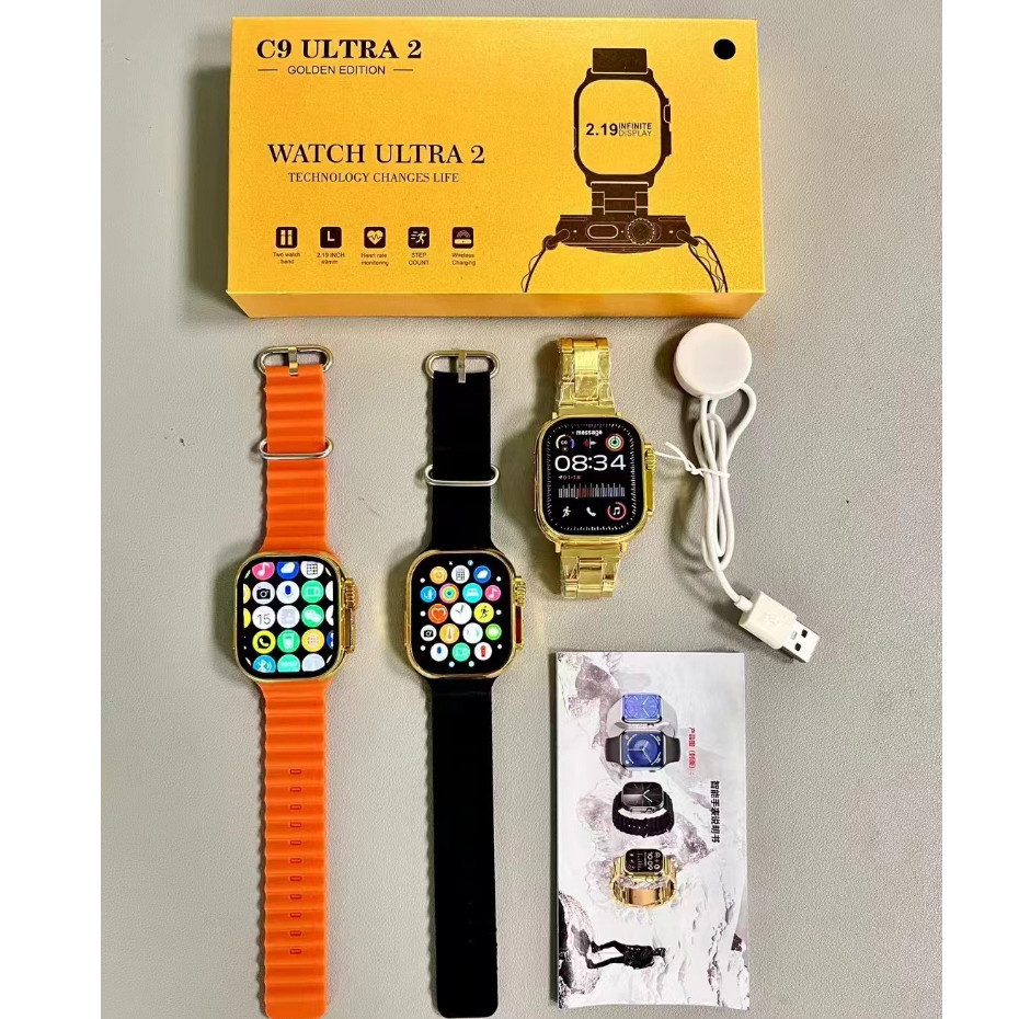 Entrega Expressa À Prova De Choque 2025 C9 Ultra 2 Ouro Smartwatch Relógio Inteligente NFC Sem Fio Bluetooth Feminino