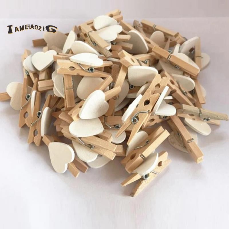 Coração Amor Roupas De Madeira Foto Papel Peg Pino Mini Prendedor Cartão Postal Clipes Casa Decoração Casamento Papelari