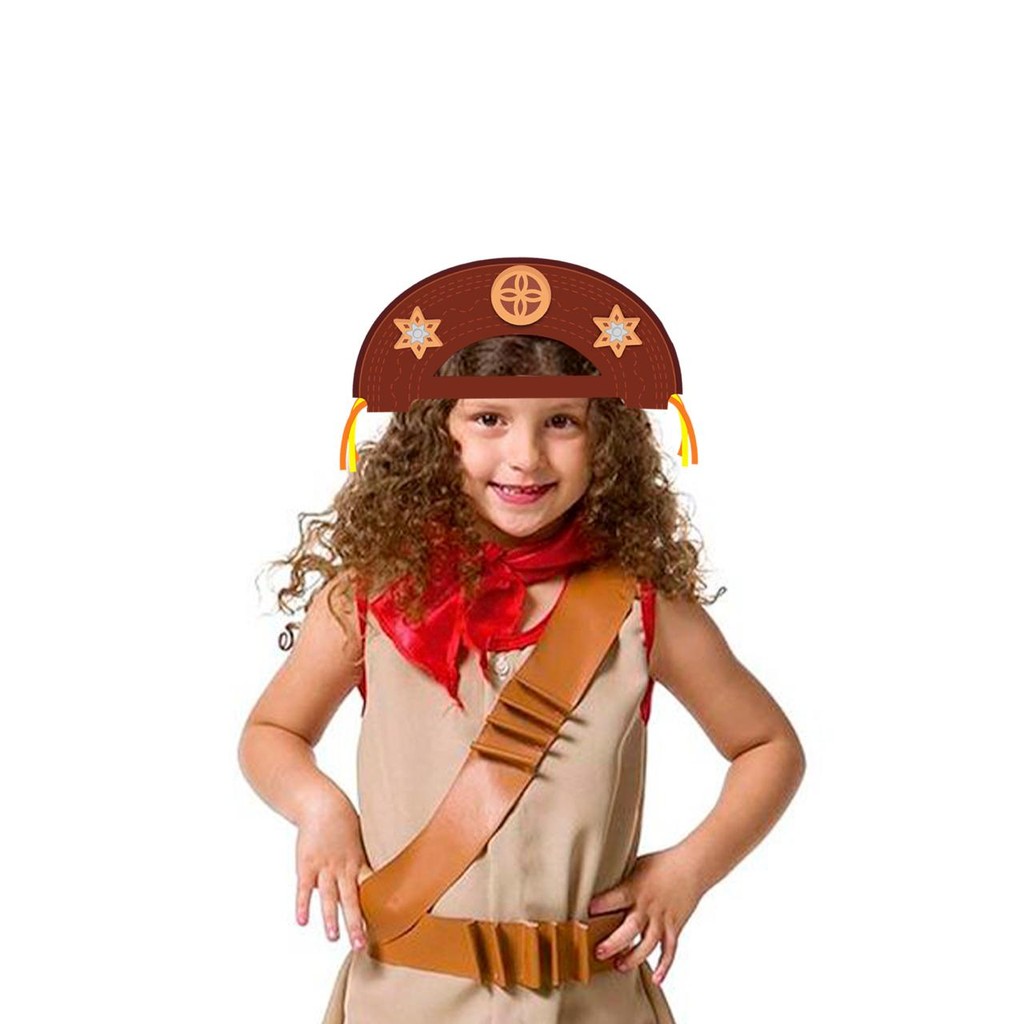 Adereço Festa Junina Chapéu Cangaceiro Infantil Arraia 33cm Cor viva
