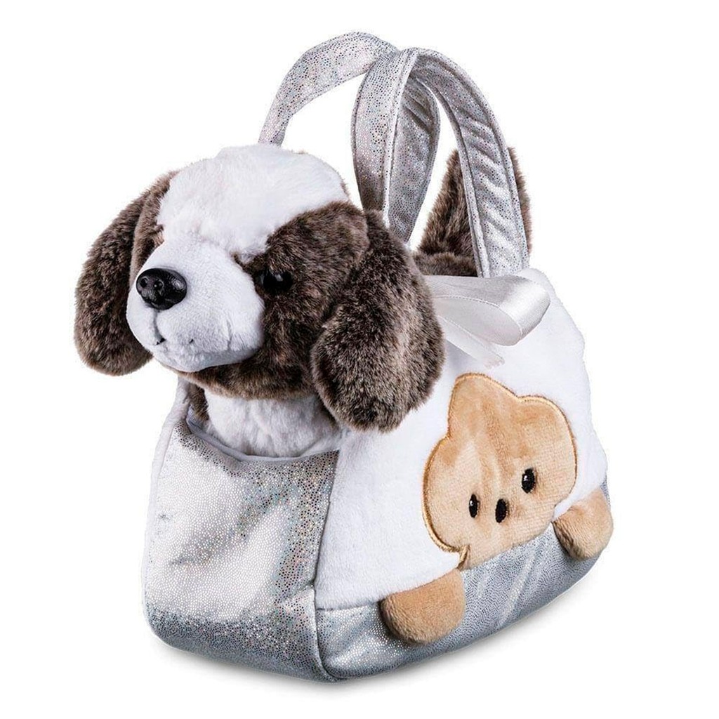 Pelúcia Cutie Handbags Cachorro Beagle Prata BR1714 Com Bolsa Para Guardar Acessórios - Multikids em Oferta na Shopee