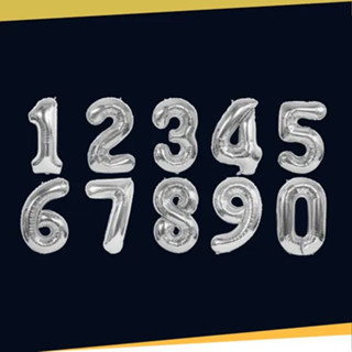 Kit 2 Uni Balão de Hélio Metalizado Prata Decorativo Números Tamanho 16 Pol 40 CM em Oferta na Shopee