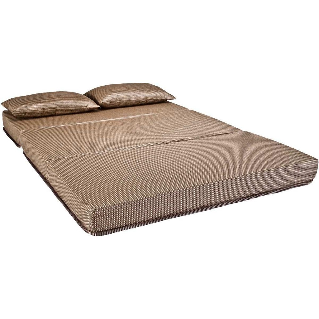 Sofá Cama Casal Luck Puff D23 Marrom Quadriculado - Luckspuma