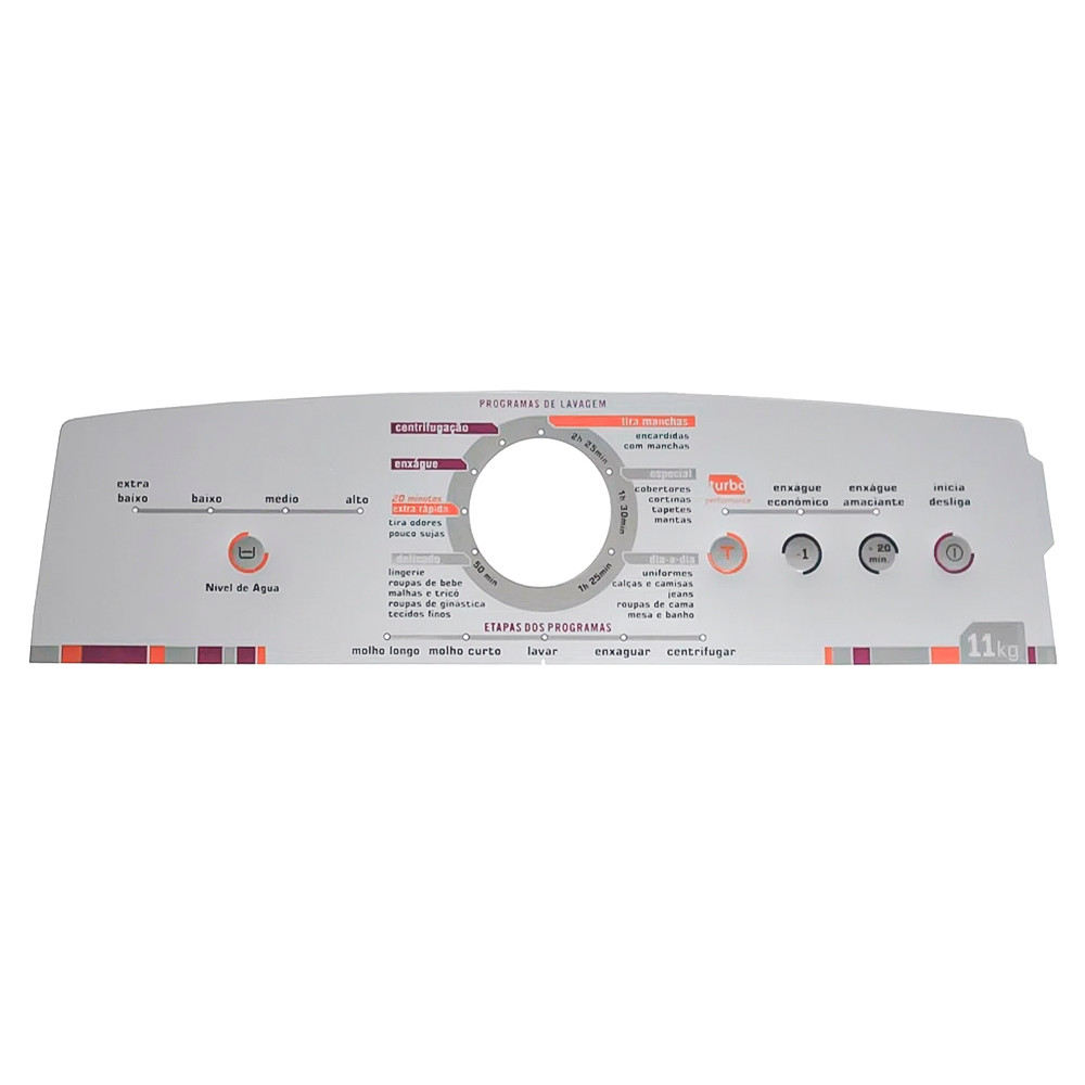 Adesivo Para Painel De Lavadora Brastemp BWL11A 11KG Active