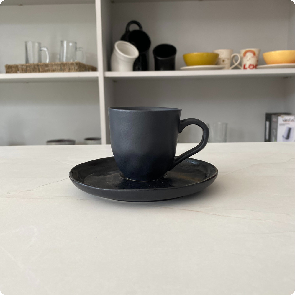 Xícara De Café Com Pires Bio Eclipse Preto 120ml Porto Brasil — imagem 2 de 2