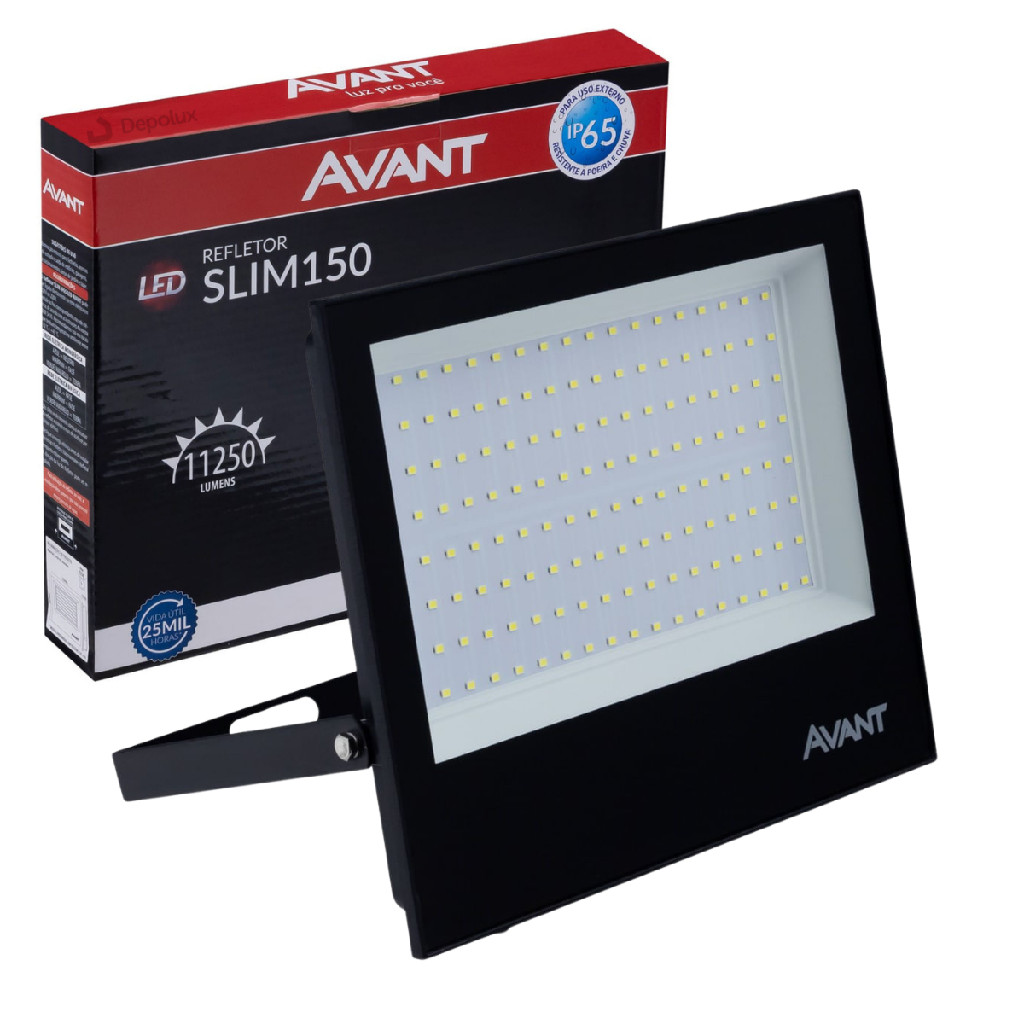 Refletor Led 150w Preto Alumínio Holofote Externo Luz Fria 6500K Prova D'água Ip65