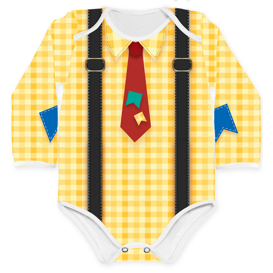 Body Junino São João Para Bebê Menino Manga Longa Confortável