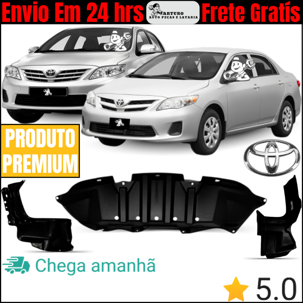 Und Defletor Central Lateral Parachoque Diant Toyota Corolla 2008 2009 2010 2011 2012 2013 2014 Todos Os Modelos