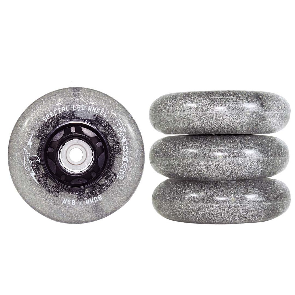 Jogo de Rodas Traxart LED Special Glitter Prata 80mm/85A